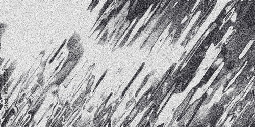 Abstract monochrome textured background with diagonal streaks and grainy noise effect creating a dynamic and artistic visual pattern for graphic design and digital art applications