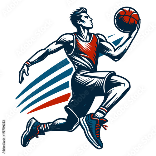 Basketball player vector and illustration.