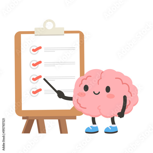 Brain Character Pointing at Checklist Task