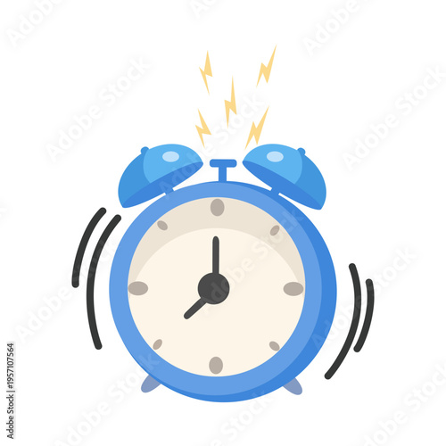 Blue Alarm Clock Ringing Wake Up Time