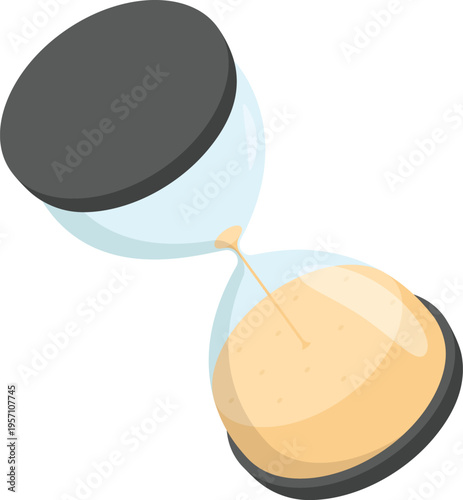 Hourglass with Sand Flat Illustration. Clean Icon Design Element Isolated on White Background