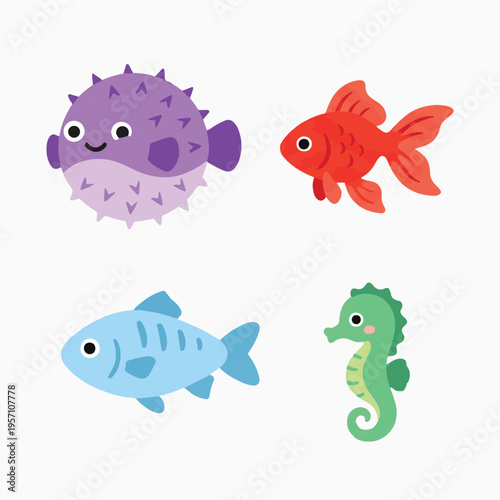 Cute cartoon sea fish 