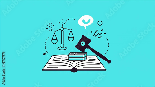 Vector law and justice icons set