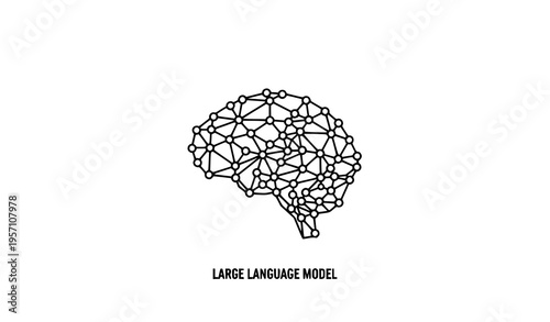 Thin line large language model AI icon outline vector isolated on white