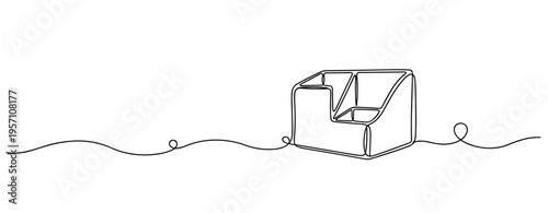Modular armchair outlined on continuous line in white background. no editable strokes