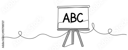 Flipchart easel displaying abc text on plain background. no editable strokes