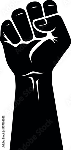Black fist raised in protest symbolizing resistance