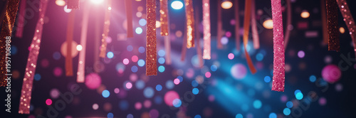 Festive Ceiling Decorations – Vibrant Streamers and Glittery Garlands for New Year's Eve Party Styling and Event Planning