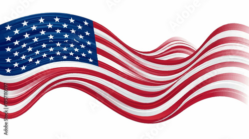 The American flag waves gently in the breeze on a sunny day outdoors.