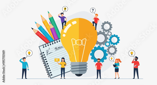 Creative Team Collaboration Brainstorming Ideas and Innovation.