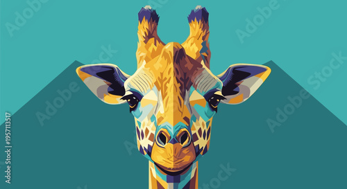 Stylized giraffe portrait graphic design artistic illustration colorful animal artwork vector background