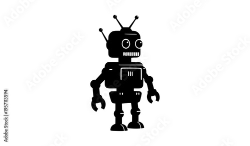 Abstract retro robot toy vector in teal and orange flat design quirky futuristic mechanical character