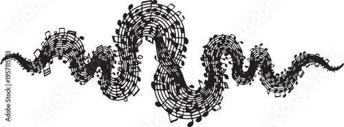 Black and white abstract wavy line illustration on white background