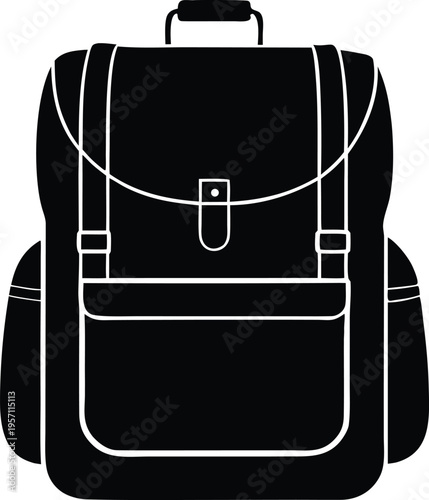 School backpack flat vector icon