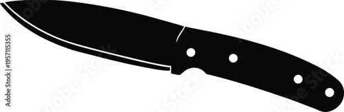 Black silhouette knife vector icon for hunting kitchen or combat