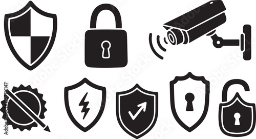 Security icons set for protection and safety concepts