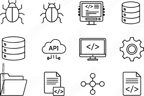 Software Development and Programming Line Icons Set