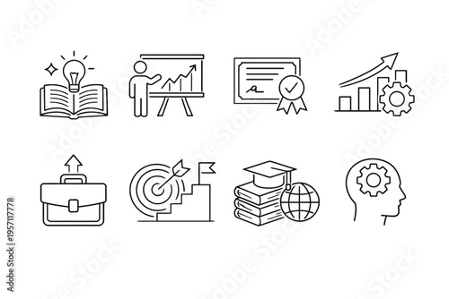 Education and Learning Line Icons Collection