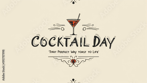 Cocktail day vector illustration with typography