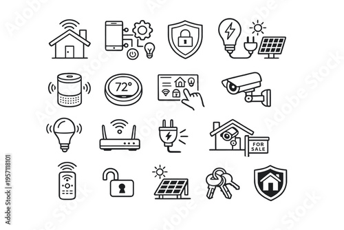 Home and Smart Living Line Icons Set