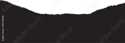 Black and white mountain landscape with abstract silhouette
