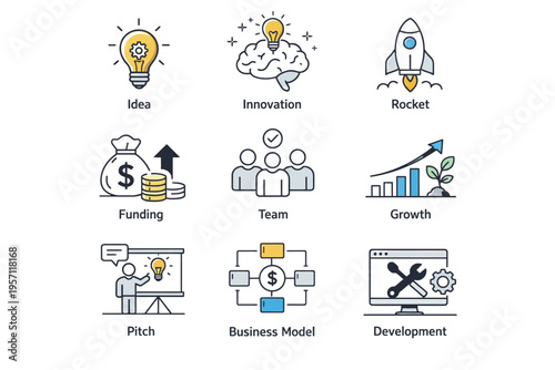 Startup and Innovation Line Icons Pack