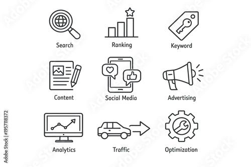 Digital Marketing and SEO Line Icons Pack