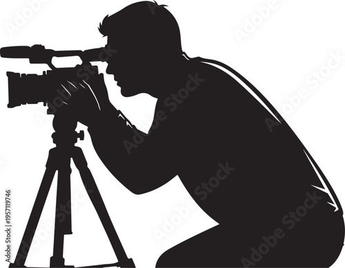 Silhouette of a photographer taking a picture with a camera