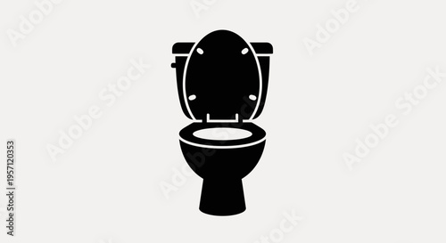 Toilet Icon – Bathroom WC Seat Silhouette Vector Illustration