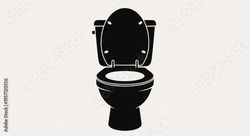 Toilet Icon – Bathroom WC Seat Silhouette Vector Illustration