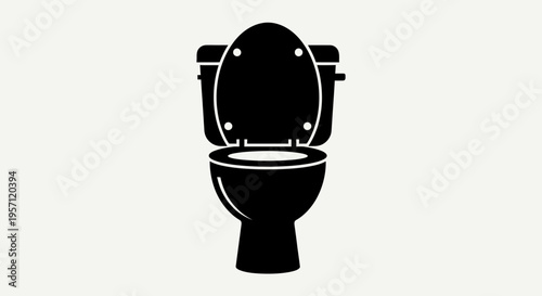 Toilet Icon – Bathroom WC Seat Silhouette Vector Illustration