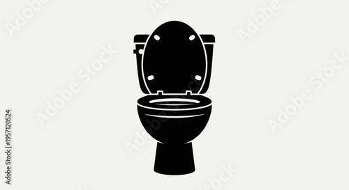 Toilet Icon – Bathroom WC Seat Silhouette Vector Illustration