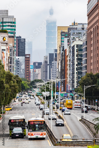 Taipei buldings with his modern skyscrapers, Taiwan