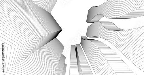 abstract modern city 3d rendering