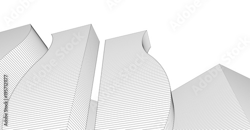 abstract modern city 3d rendering