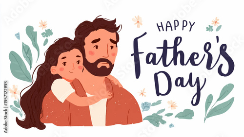 Father's Day illustration of a man and girl vector
