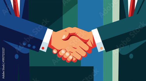 Business handshake between professionals in corporate setting