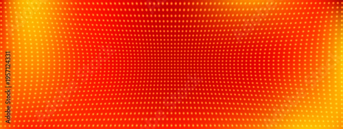 Red LED screen bg with yellow-orange vignette glow. Circle dot pixels, glitter, shimmer on panel texture. Vector grid. Stage backdrop for concert show tv display wall.