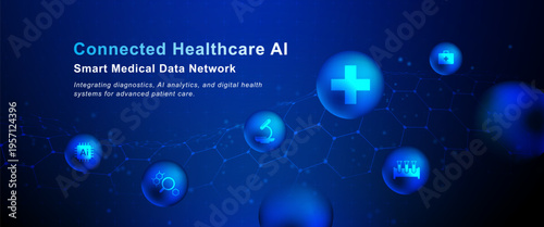 AI Healthcare Network Digital Medical Data Smart Health Technology Background