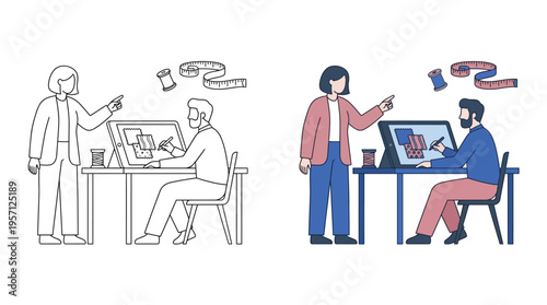 Designer Teaching Assistant Digital Art on Tablet at Desk