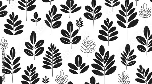 Assorted leaf motifs scattered across seamless white pattern field, no seamless