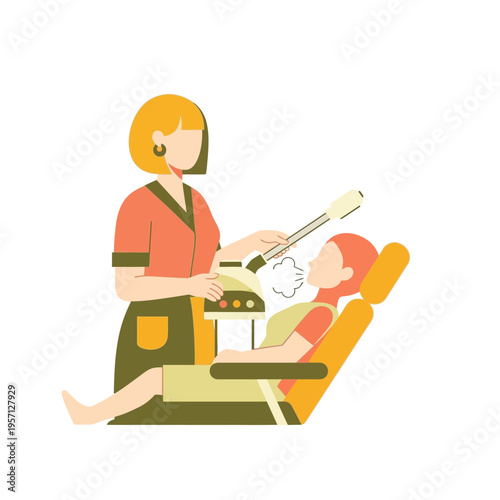 Esthetician Giving a Facial Steam Treatment to a Woman in a Spa