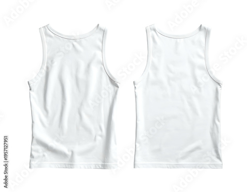 Plain white tank tops, front and back view