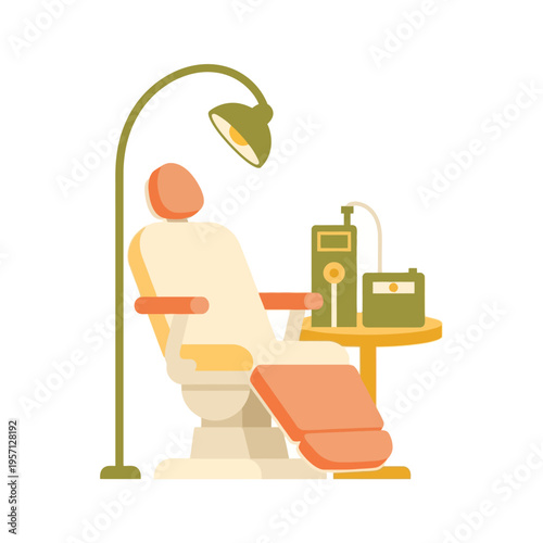 Dental Clinic Chair with Lamp and Medical Equipment Illustration
