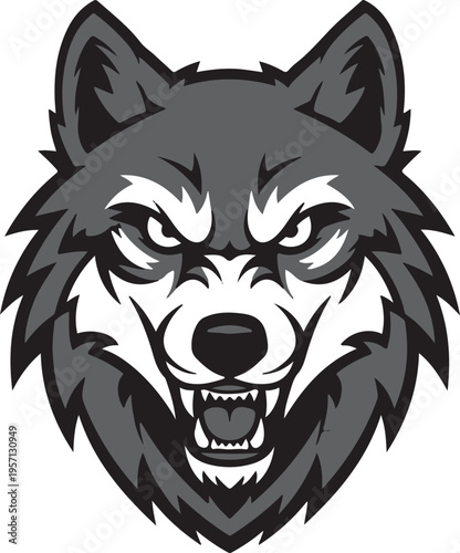 Gray wolf head vector illustration