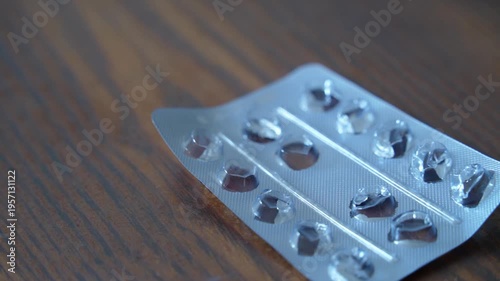 Empty Pills blister pack detail. Pharmaceutical, medical, medicament background