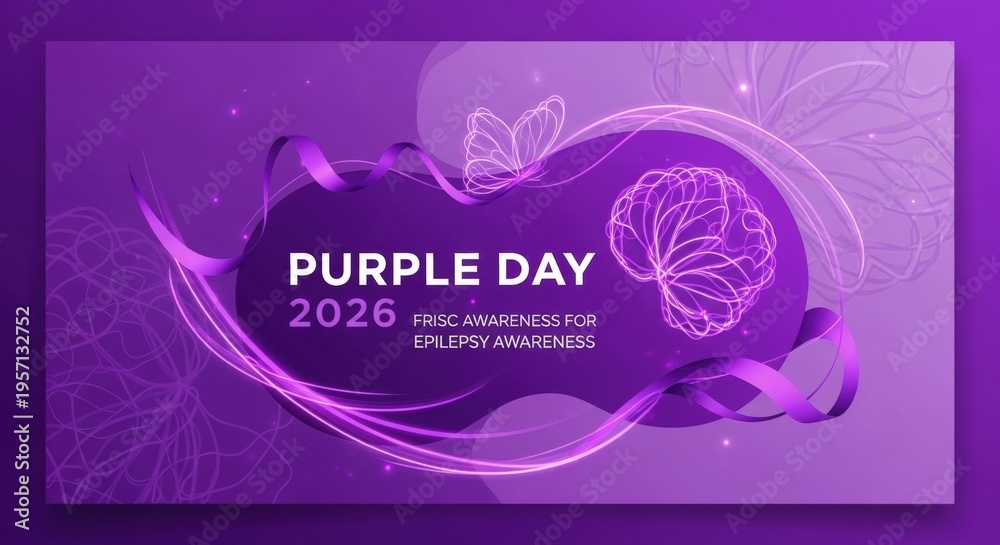 Obraz premium purple day 2026 frisk awareness for epilepsy awareness banner