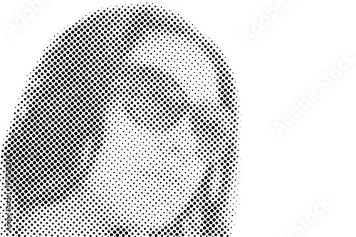 Black and white halftone style face of young brunette girl in sunglasses. Round pixel dots style. Vector illustration