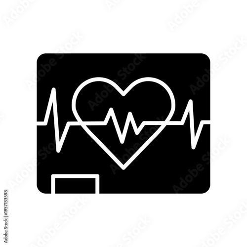 ECG Heart Rate Icon Professional UI Symbol for Cardiac Monitoring,