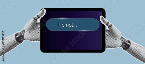 Modern concept of messaging, artificial intelligence prompts, digital communication, mobile apps and online conversation on minimal background